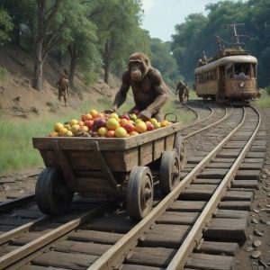 00239 masterpiece Hasselblad photo of the prehistoric era with a prehistoric clunker wood tram 1 5 There are some prehistoric australo turbovisionxlSuperFastXLBasedOnNew tvxlV431Bakedvae
