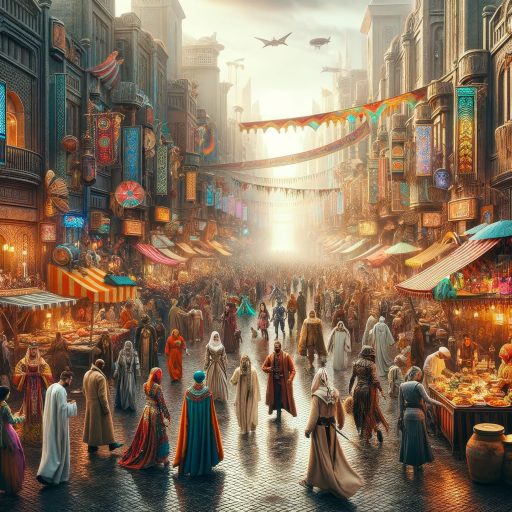 DALL·E 2024-02-09 17.04.50 - Create a cinematic style image for the 'Cultural Oddities' category, depicting a vibrant street festival in a city where diverse cultures from across